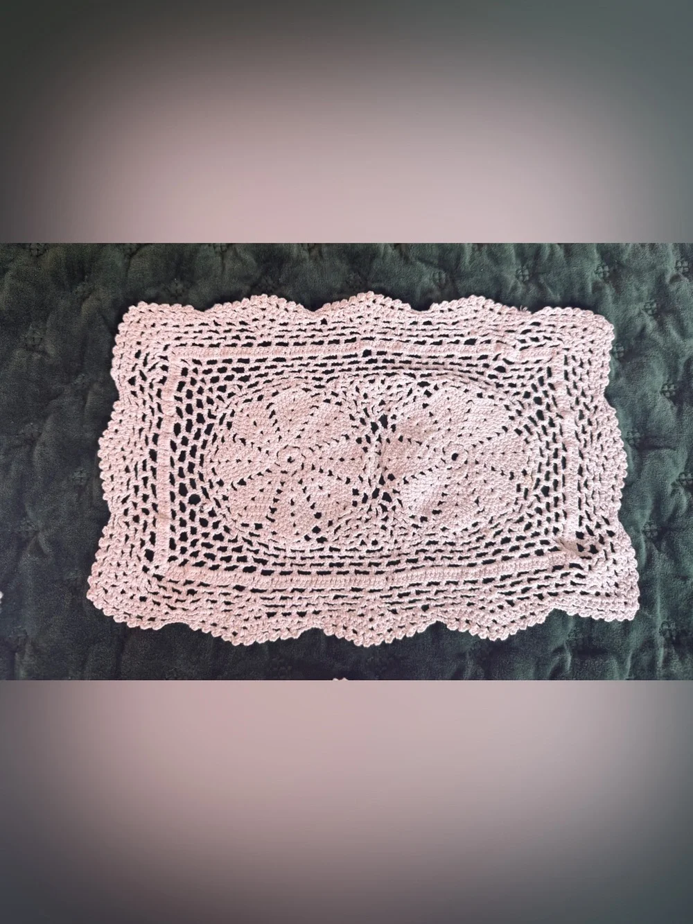 4 Pc Cotton Crochet Doily Set Ecru Floral Round & Rectangle Doilies